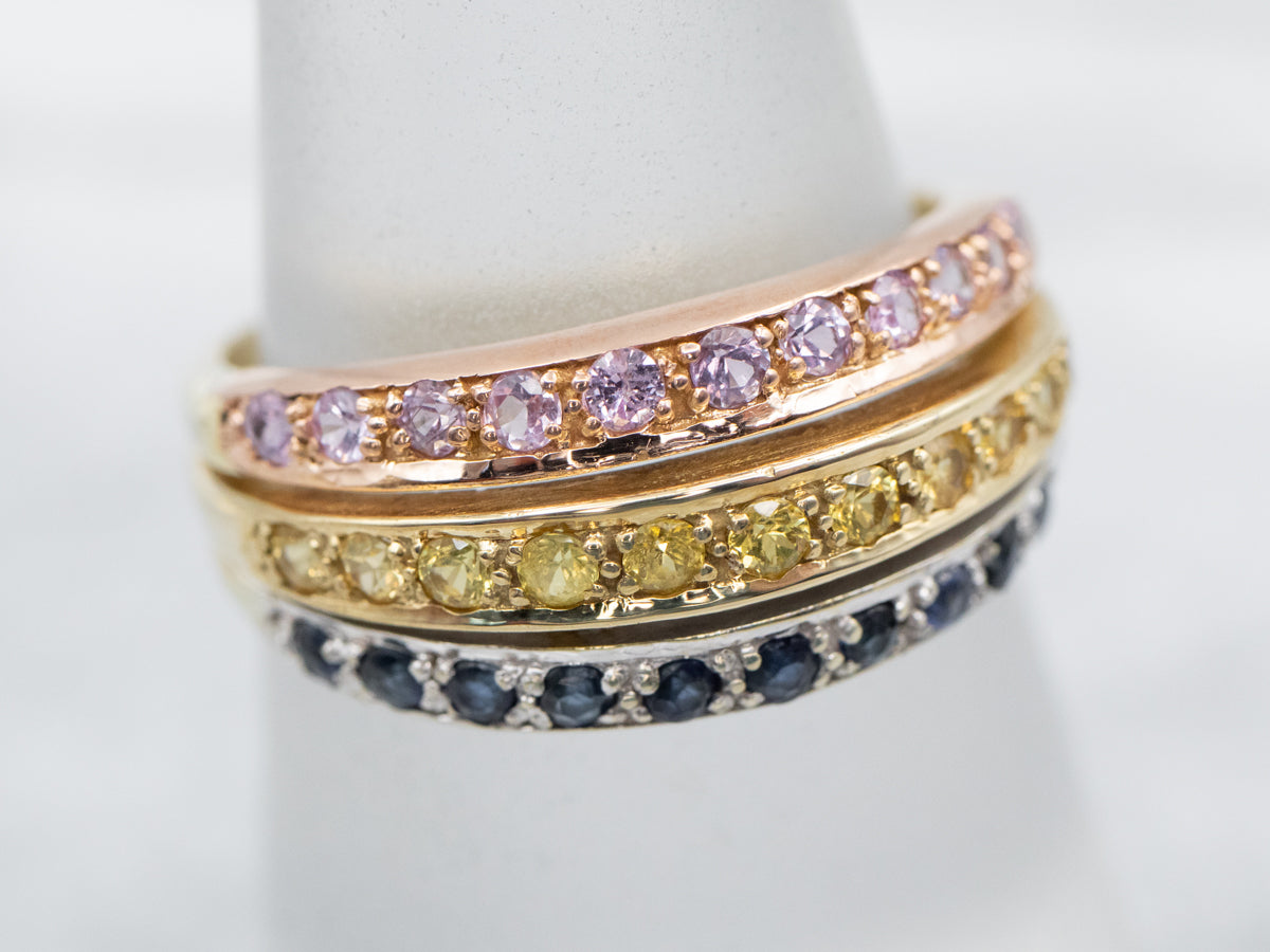Multi Toned Rainbow Sapphire Band