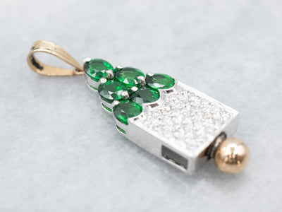 Diopside and Diamond Cluster Pendant