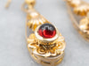 Ornate Garnet Cabochon Drop Earrings