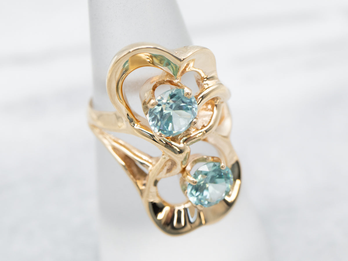Modernist Blue Zircon Sweetheart Ring