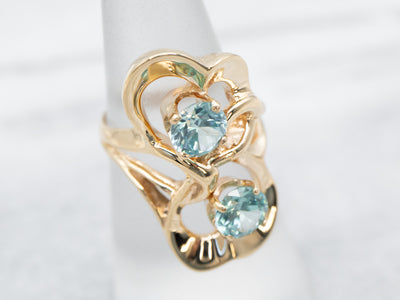 Modernist Blue Zircon Sweetheart Ring