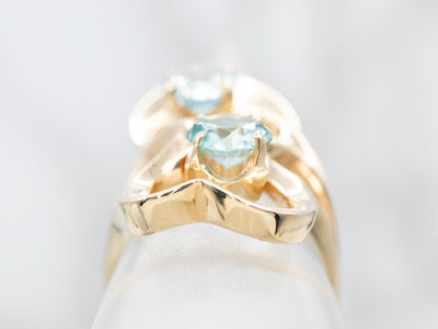Modernist Blue Zircon Sweetheart Ring