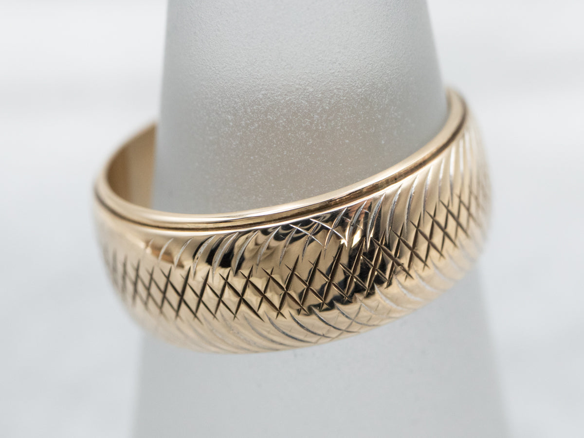 Vintage Gold Crosshatched Pattern Band