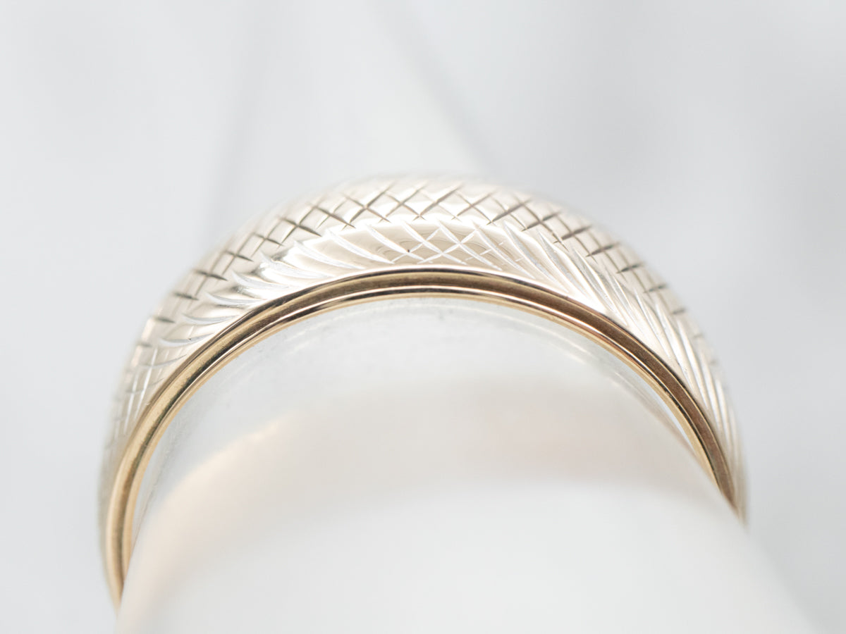 Vintage Gold Crosshatched Pattern Band