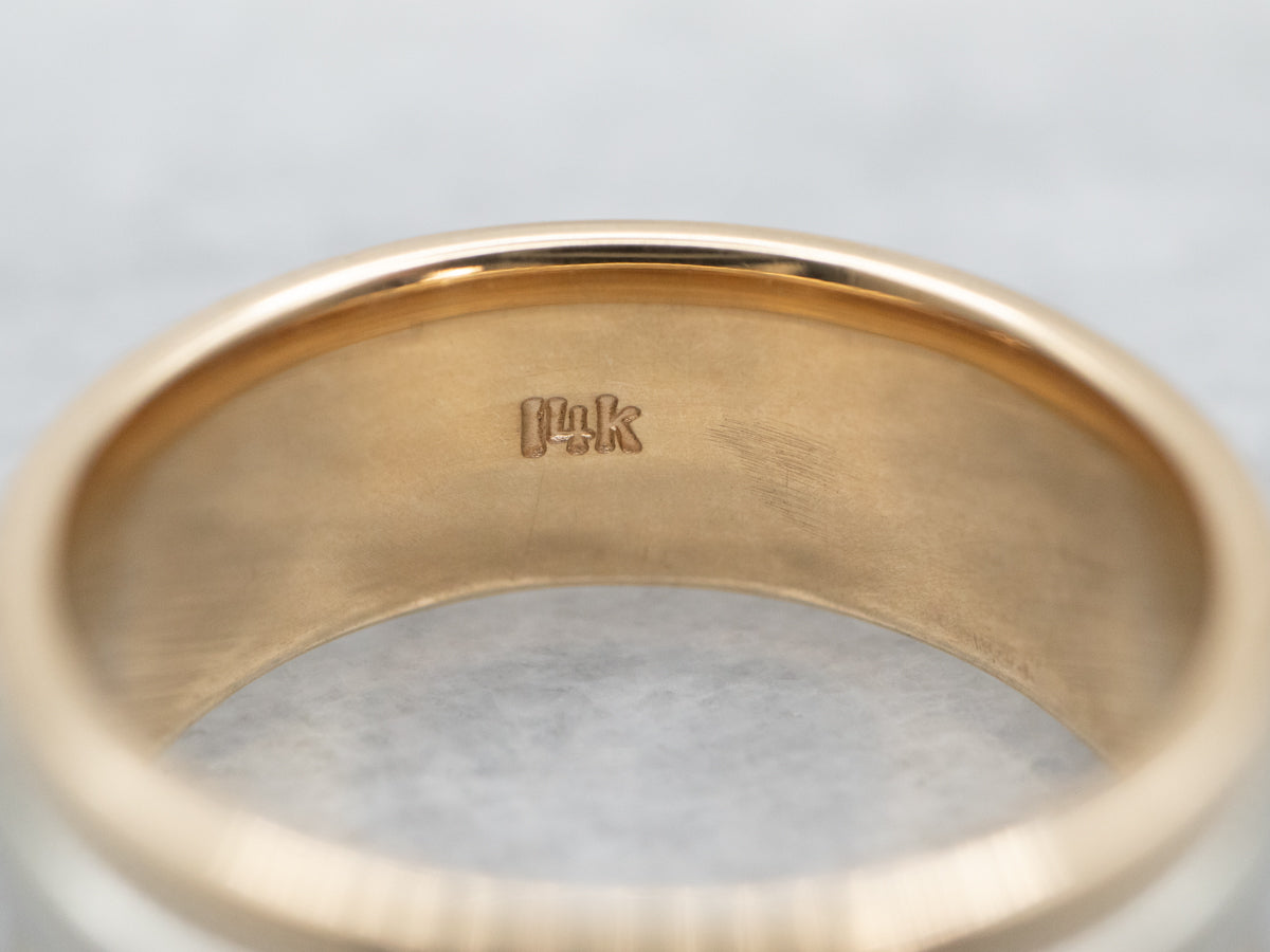 Banda dorada vintage de dos tonos para hombre