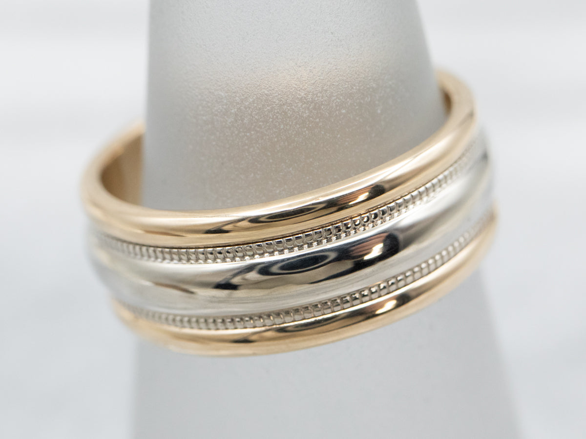 Banda dorada vintage de dos tonos para hombre