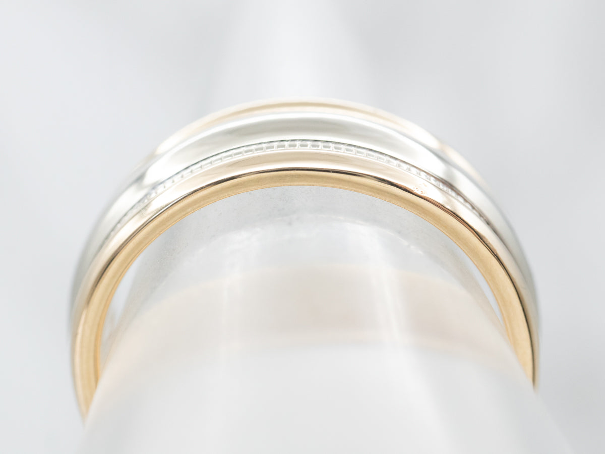 Banda dorada vintage de dos tonos para hombre