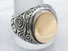 Bold Sterling Silver and Gold Signet Ring