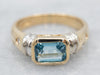 Sleek Blue Topaz and Diamond Ring