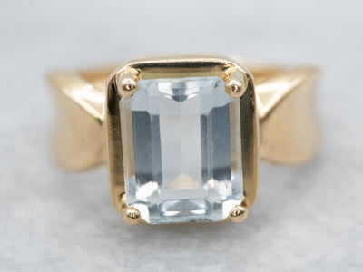 Aquamarine Gold Solitaire Ring