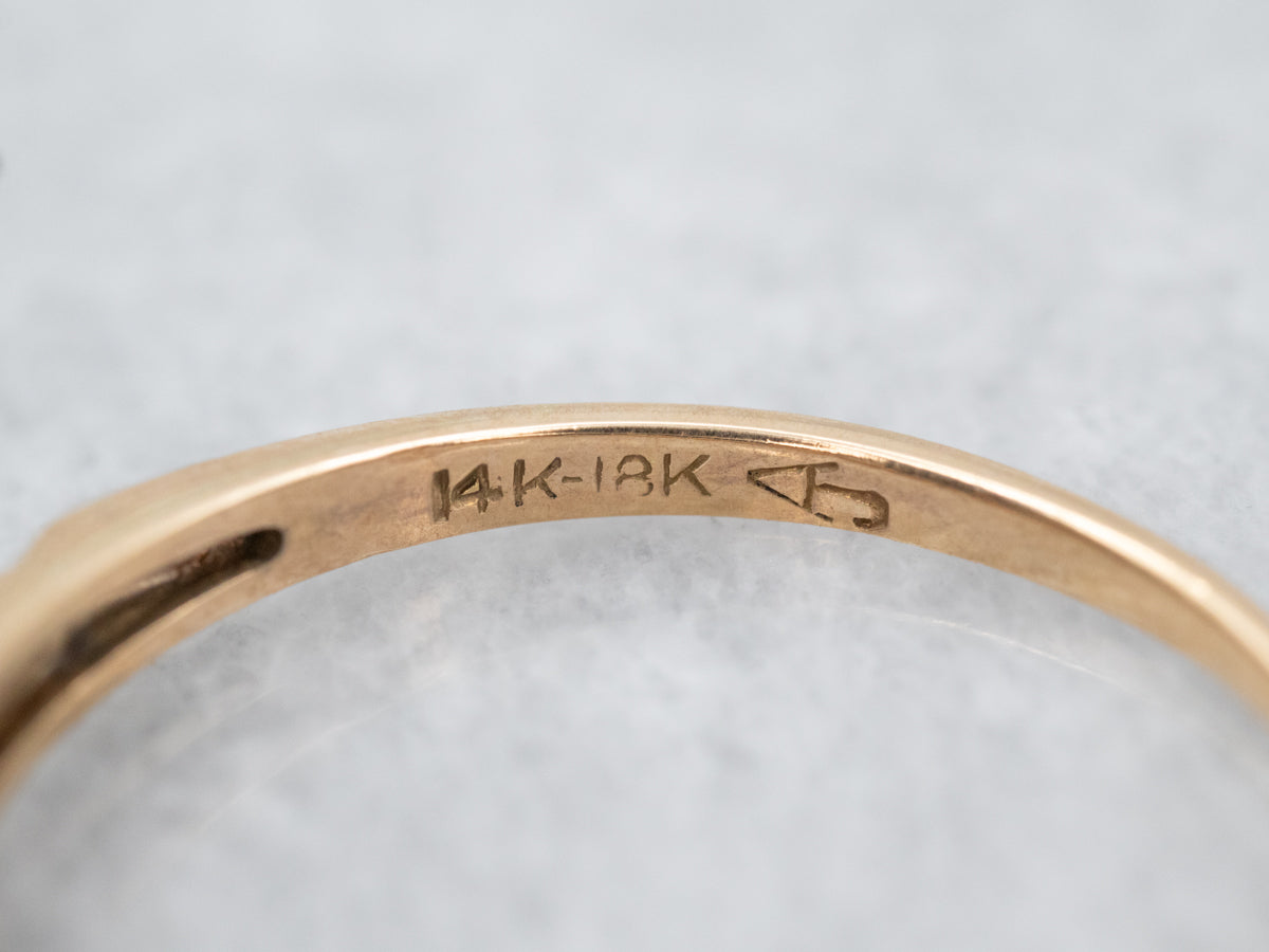 Two Toned Gold Vintage Diamond Solitaire Engagement Ring