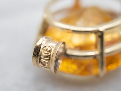 Bold Citrine and Gold Solitaire Pendant