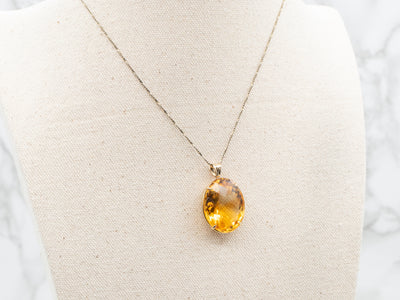 Bold Citrine and Gold Solitaire Pendant