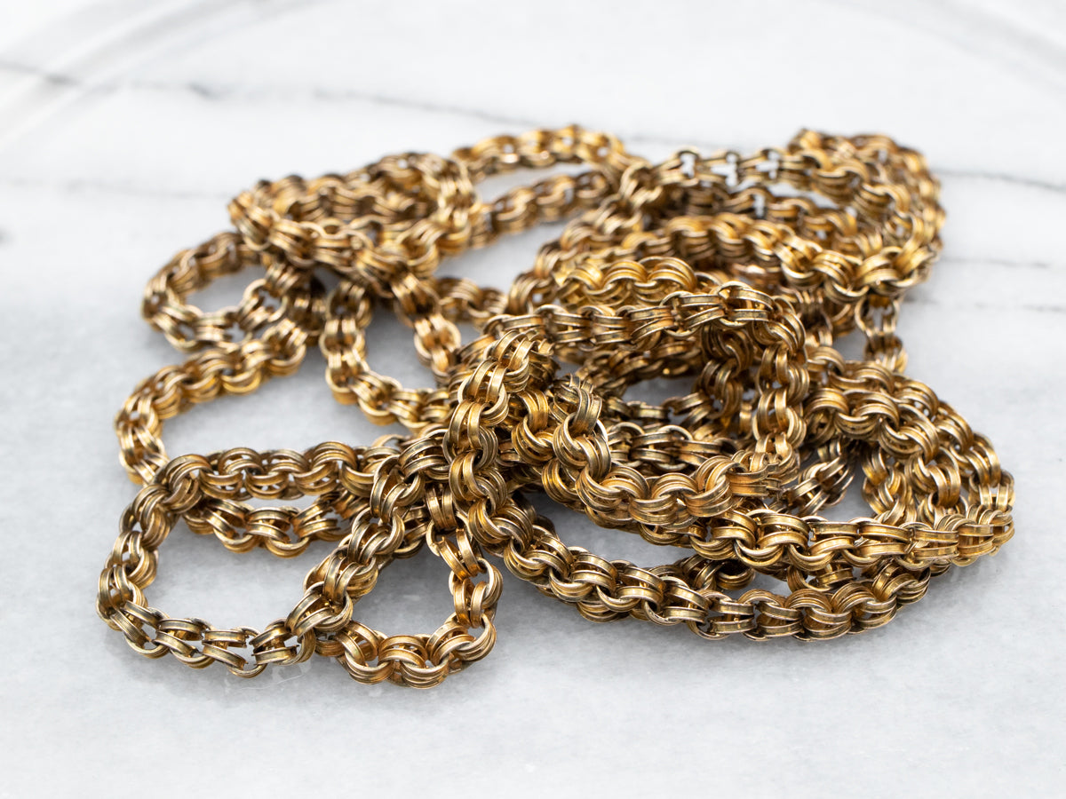 Long Antique Gold Rolo Link Chain