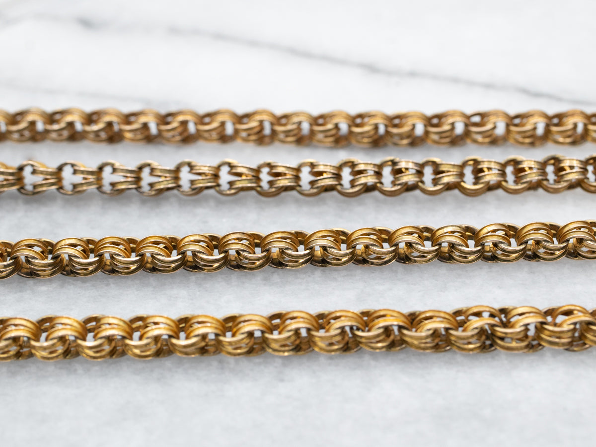 Long Antique Gold Rolo Link Chain