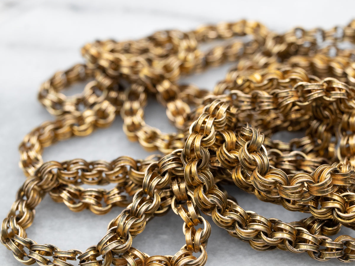 Long Antique Gold Rolo Link Chain