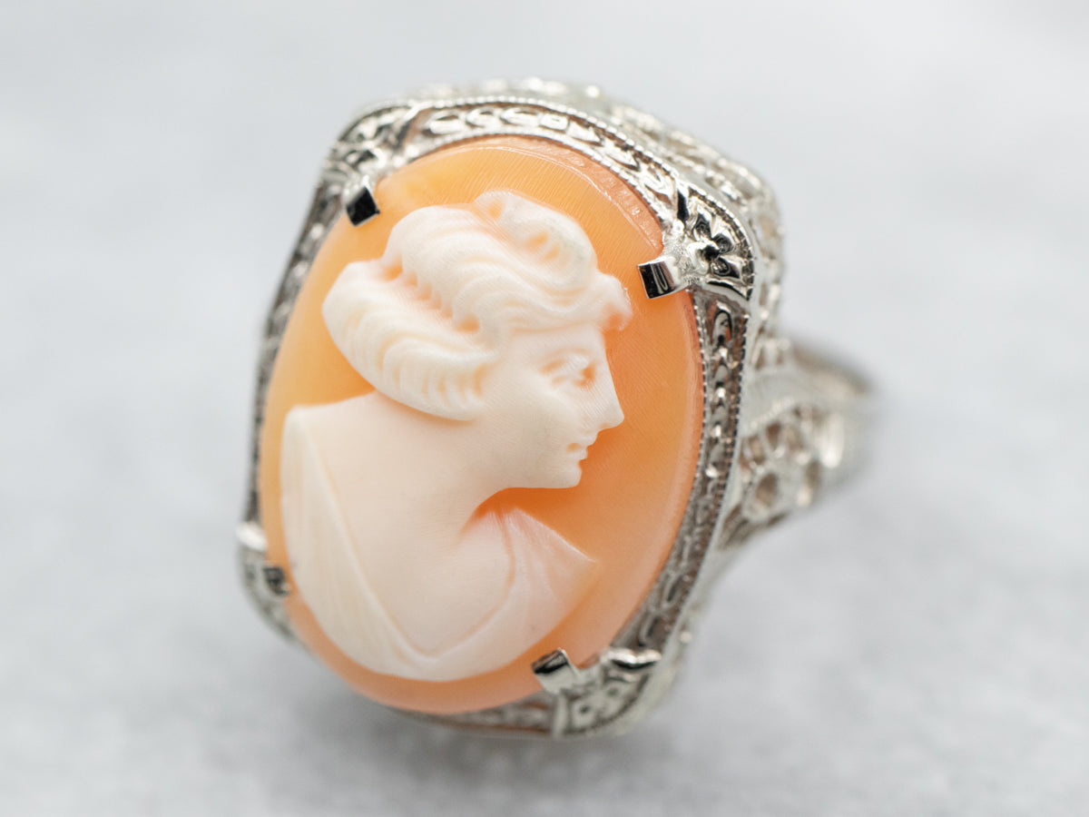 Art Deco Cameo Filigree Ring