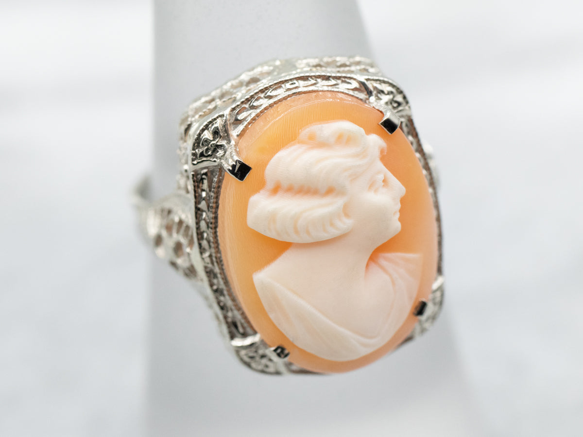 Art Deco Cameo Filigree Ring