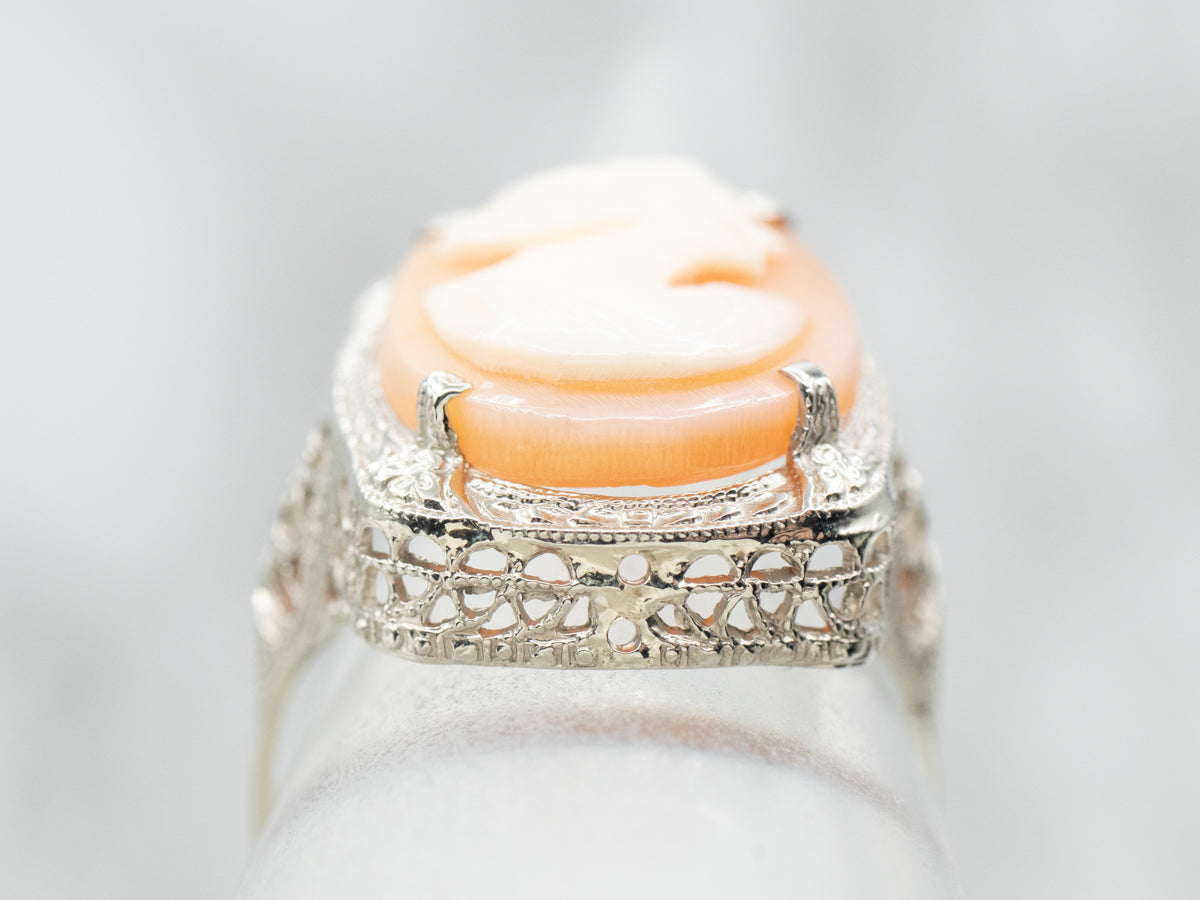 Art Deco Cameo Filigree Ring