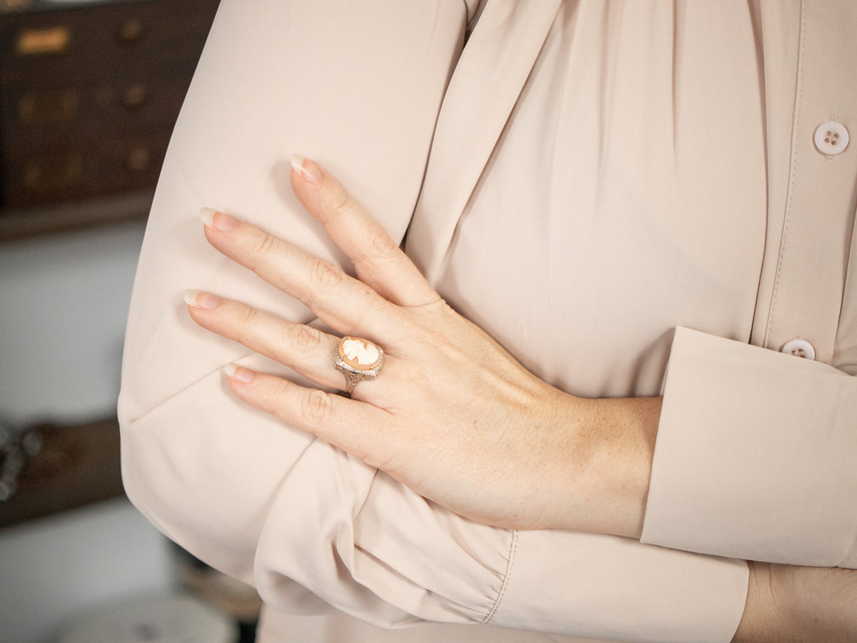 Art Deco Cameo Filigree Ring