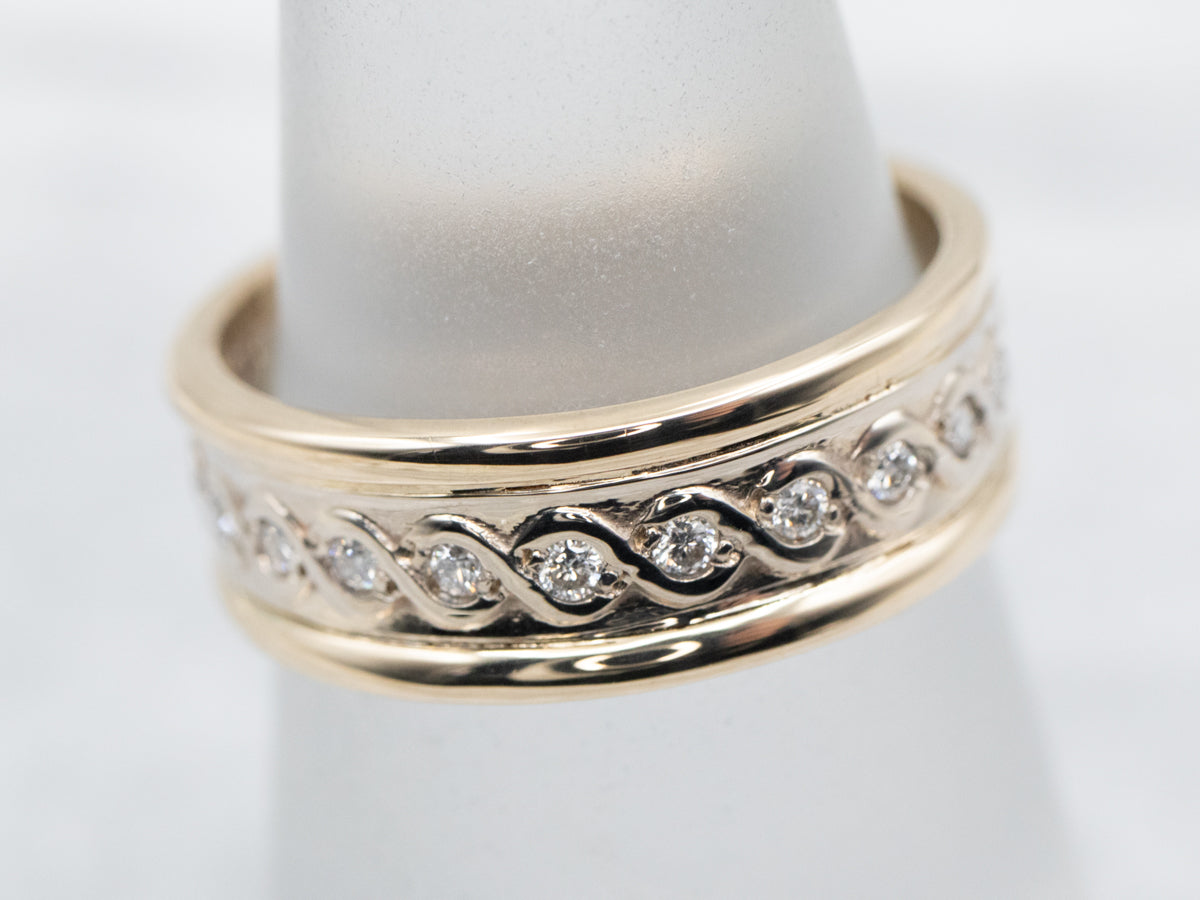 Two Toned Diamond Encrusted Eternity Band
