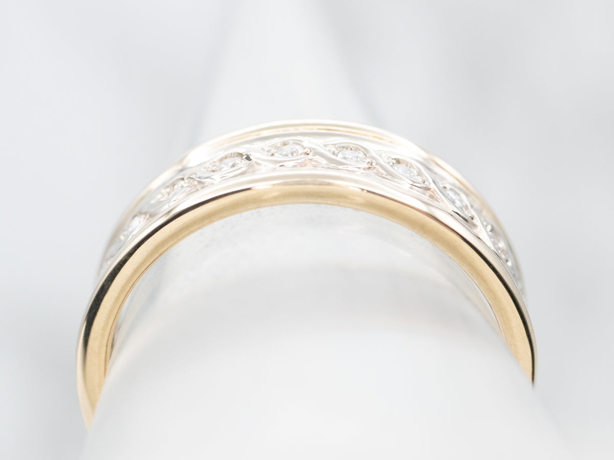 Two Toned Diamond Encrusted Eternity Band