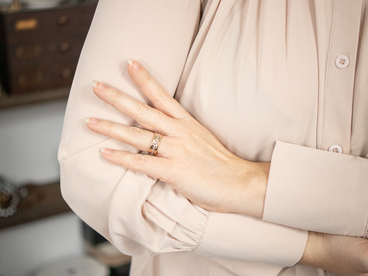Two Toned Diamond Encrusted Eternity Band