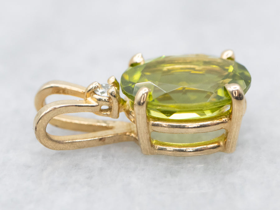 Peridot Diamond and Gold Pendant