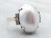 Vintage Mabe Pearl and Diamond Cocktail Ring