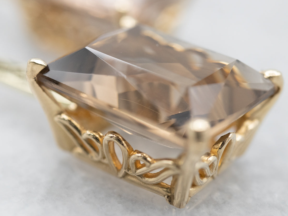 Gold Smoky Quartz Drop Earrings