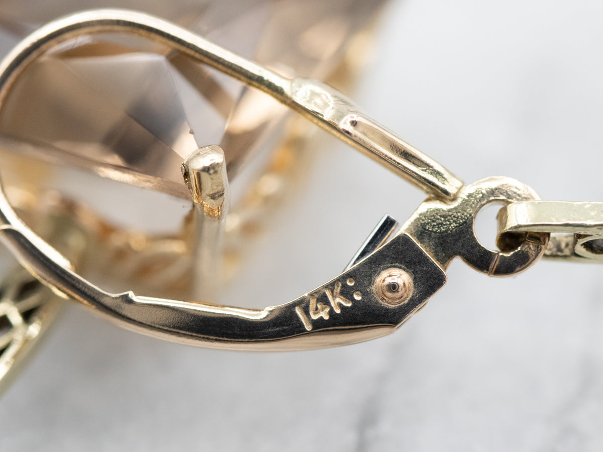 Gold Smoky Quartz Drop Earrings