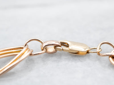 Two Toned Gold Fancy Curb Chain Bracelet