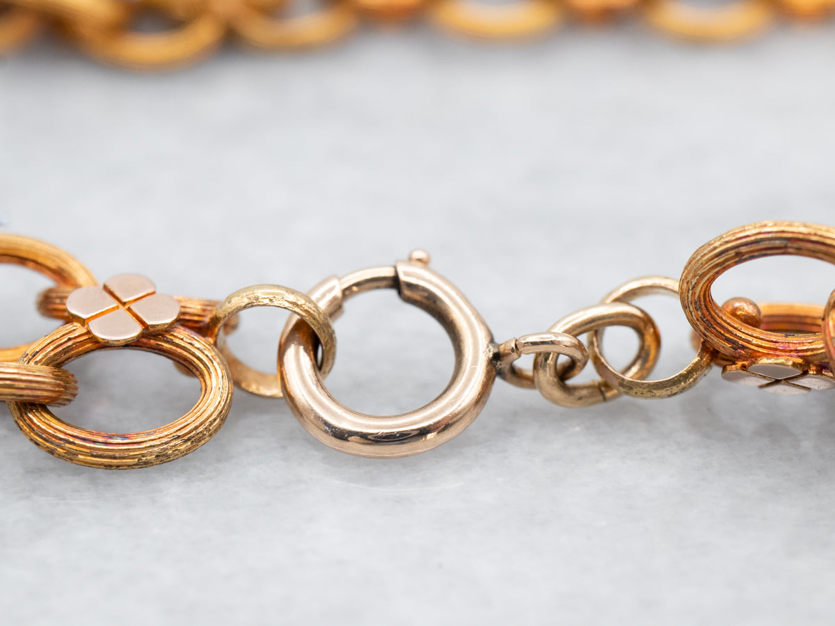 Ornate Gold Book Link Chain Necklace