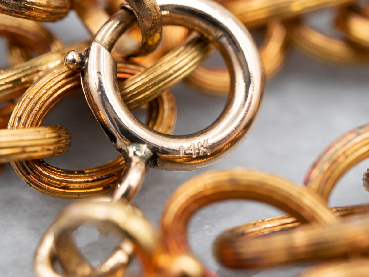 Ornate Gold Book Link Chain Necklace