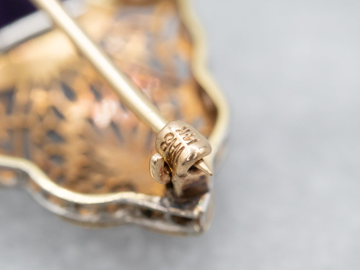 Art Deco Amethyst Filigree Brooch