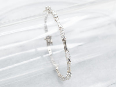 Three Stone Diamond and Bar Link Bracelet