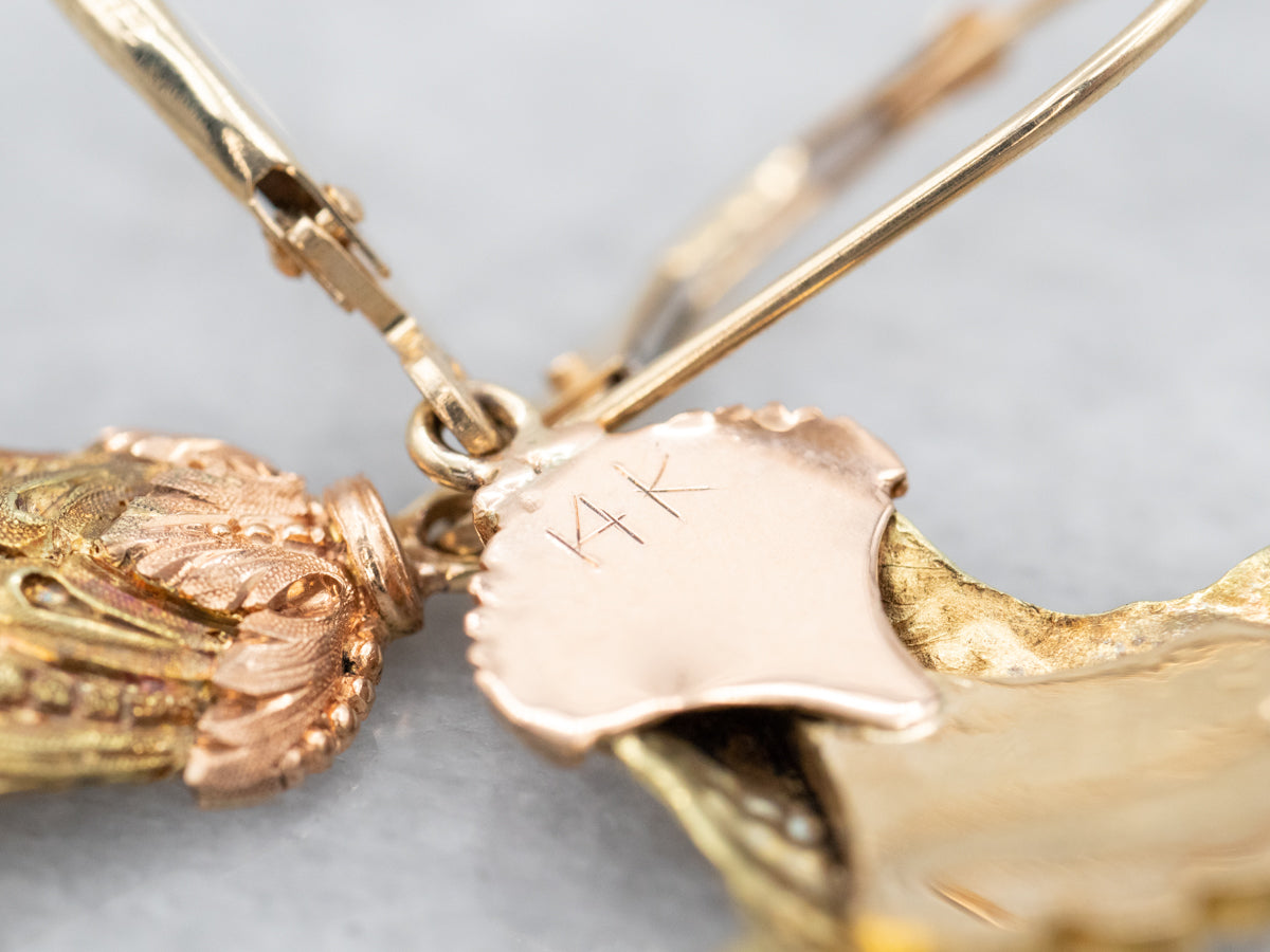 Ornate Black Enamel Drop Earrings