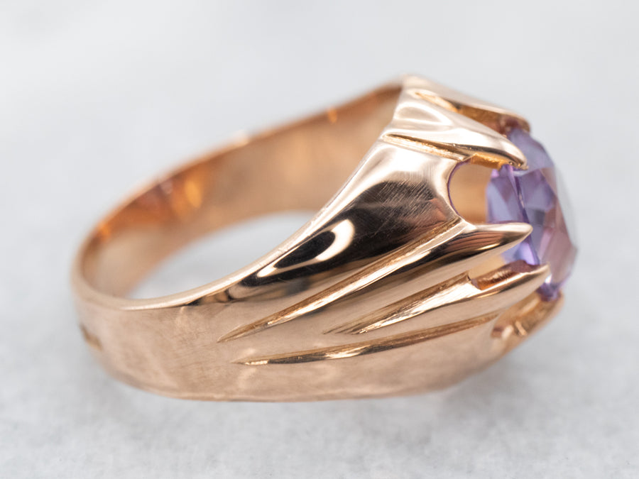Russian Rose Gold Synthetic Alexandrite Statement Ring