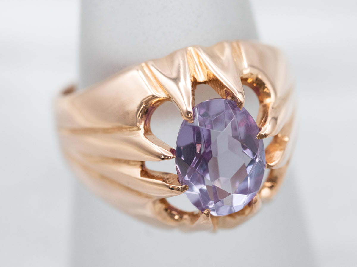 Rose Gold Synthetic Alexandrite Statement Ring