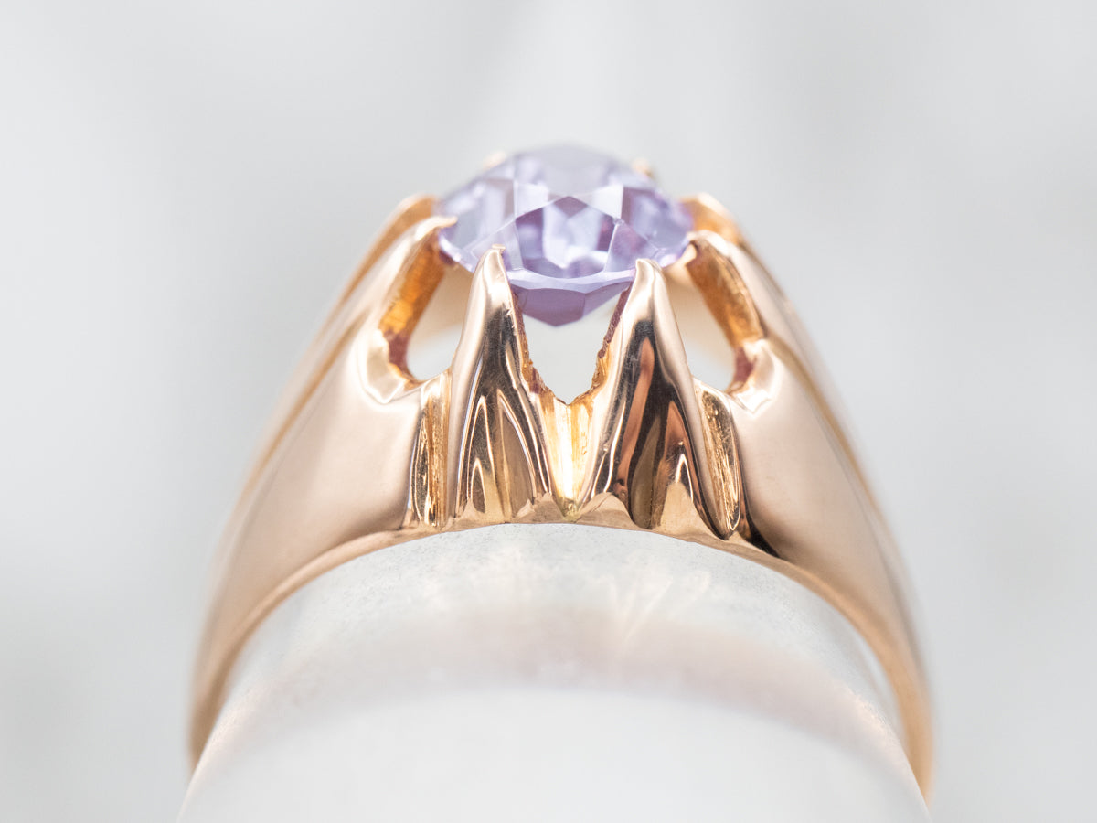 Rose Gold Synthetic Alexandrite Statement Ring