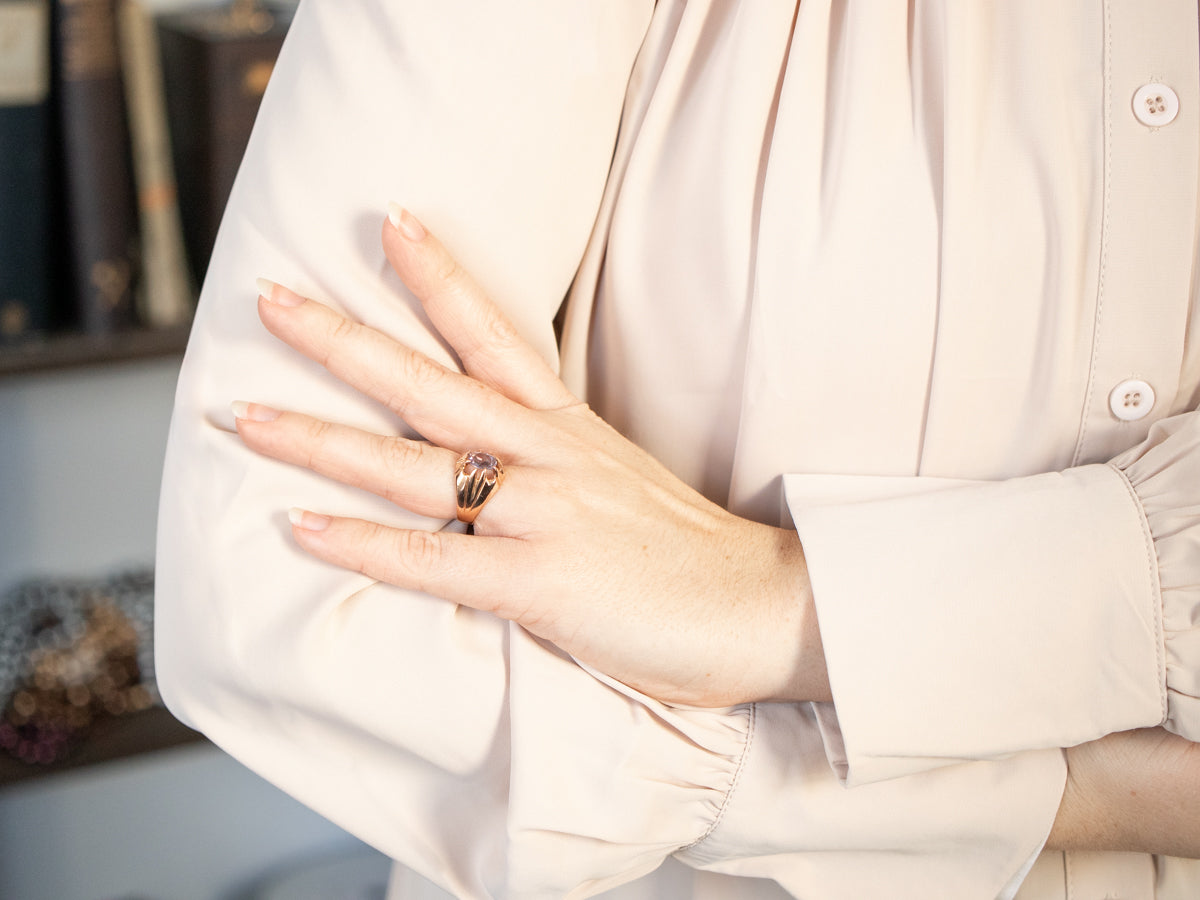Rose Gold Synthetic Alexandrite Statement Ring