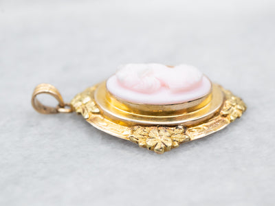 Mid Century Pink Cameo Floral Pedant