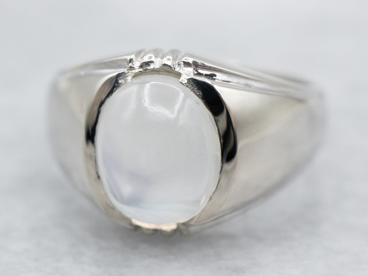 Bold Unisex Moonstone Solitaire Ring