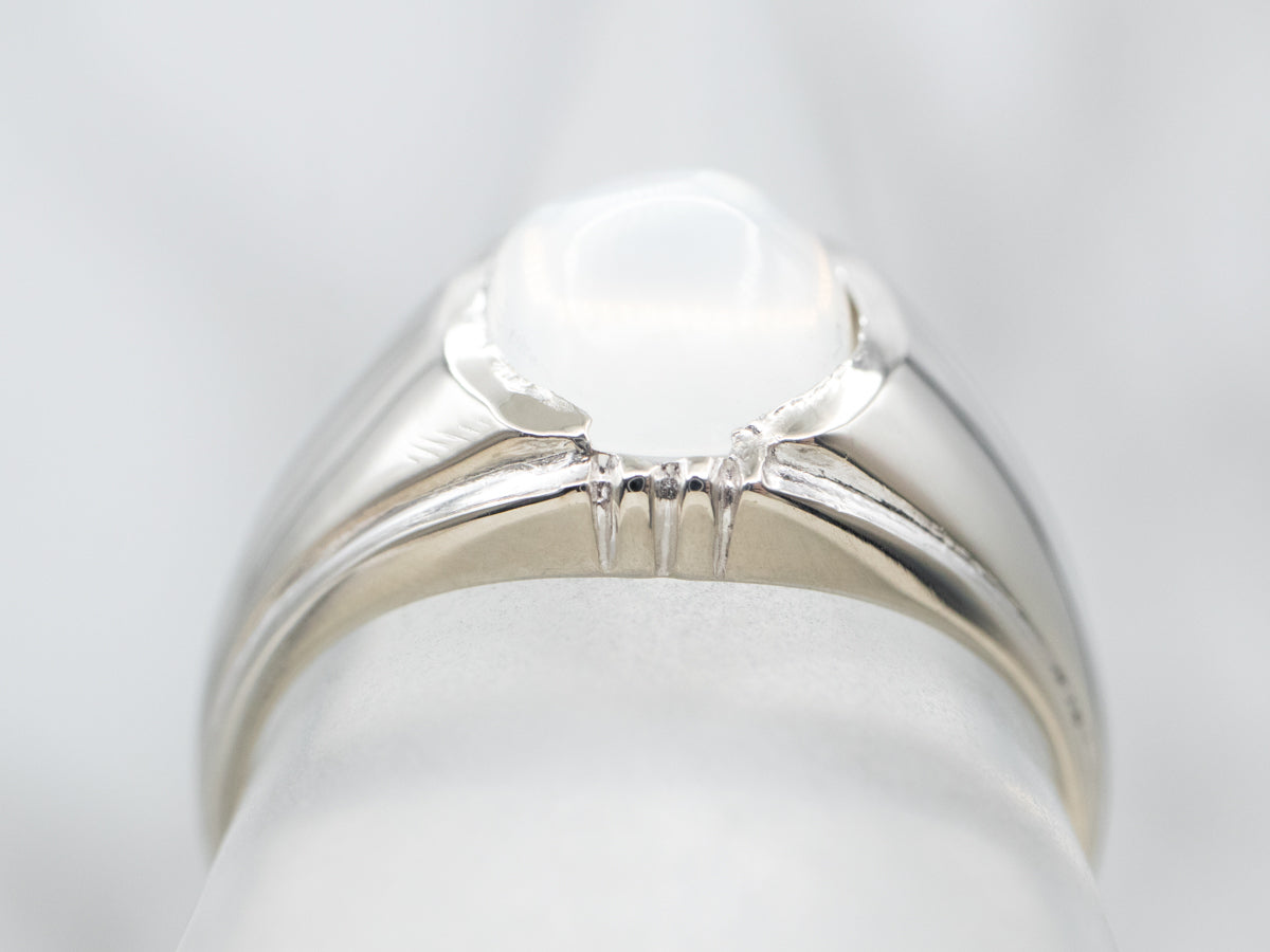 Bold Unisex Moonstone Solitaire Ring