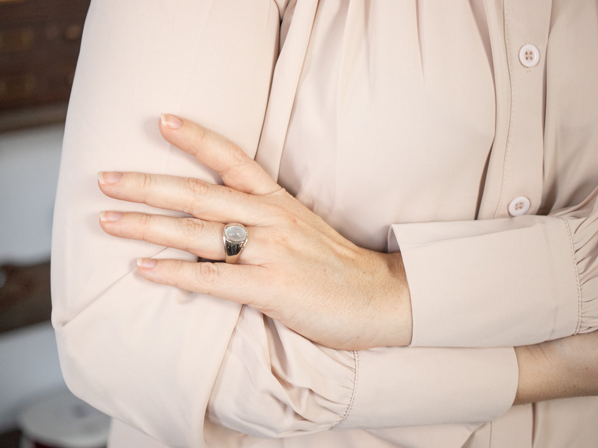 Bold Unisex Moonstone Solitaire Ring