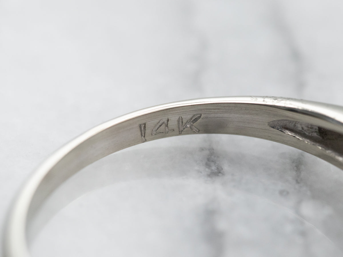 Knife Edge Shoulder Pearl and Diamond Accent Ring