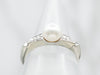 Knife Edge Shoulder Pearl and Diamond Accent Ring