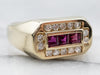 Vintage Synthetic Ruby and Diamond Halo Ring