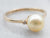 Simple Golden Pearl and Diamond Side Stone Ring