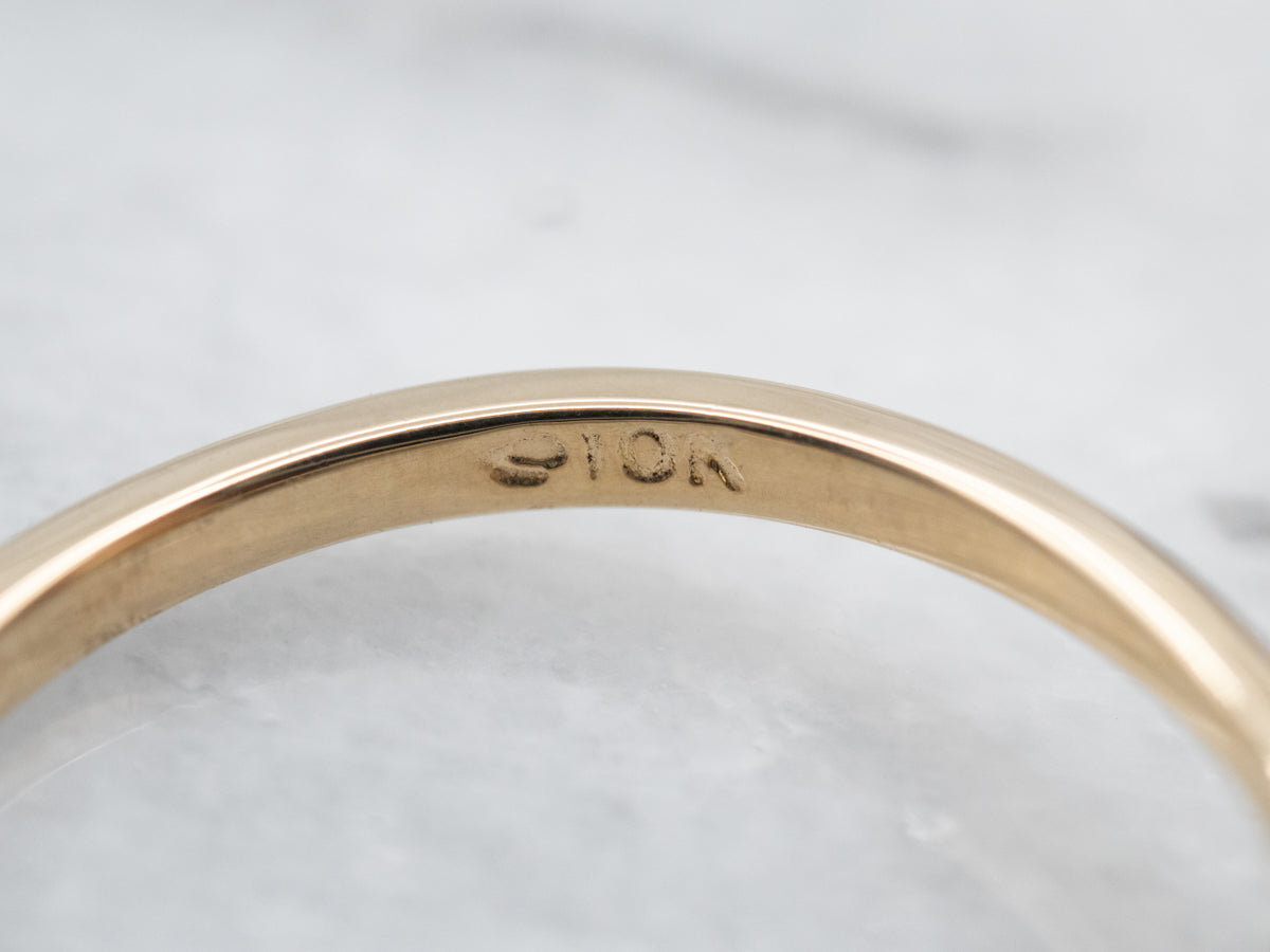 Simple Golden Pearl and Diamond Side Stone Ring